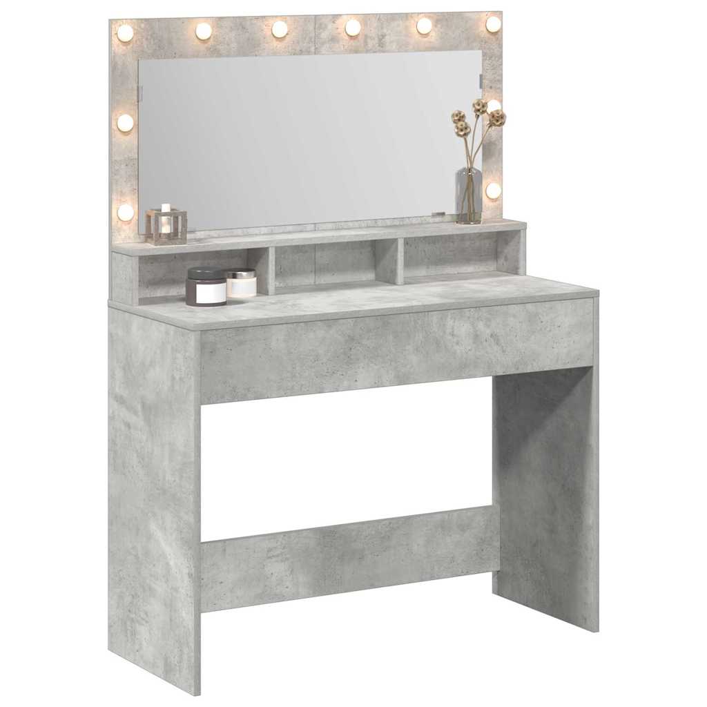 Tavolo da Trucco con specchio-Tavolo da Vanit¨¤ Grigio cemento 100 x 41 x 135 cm