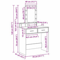 Tavolo da Trucco Marrone 79 x 41 x 140 cm Legno multistrato 865167