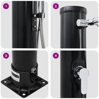 vidaXL Doccia Solare da Esterno Nero 217 cm PVC e alluminio