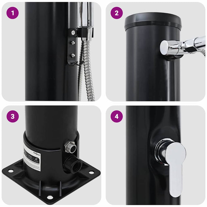 Doccia Solare da Esterno Nero 217 cm PVC e alluminio 42003414