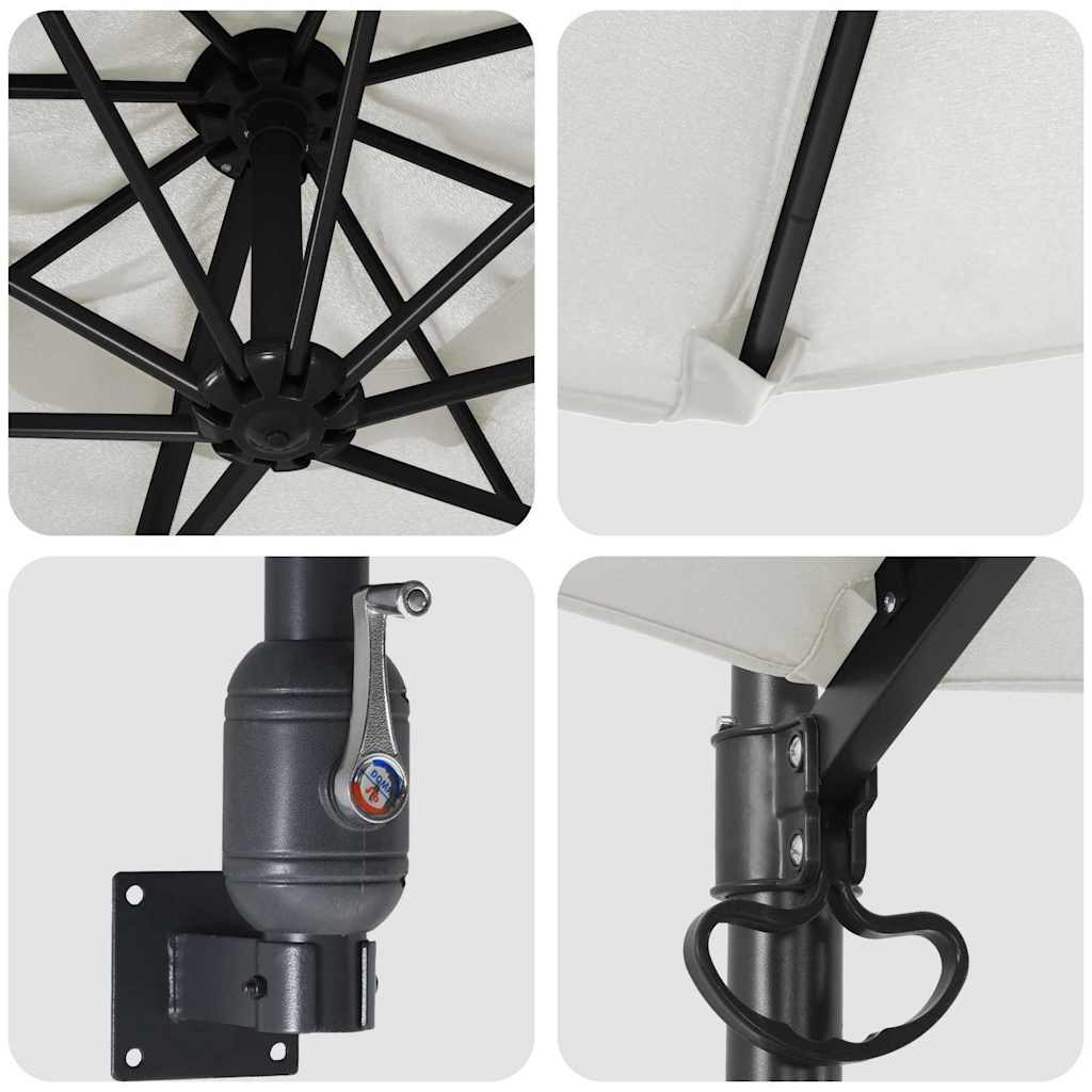 Ombrello da giardino Beige e Nero 248 x 248 x 148 cm 42003227