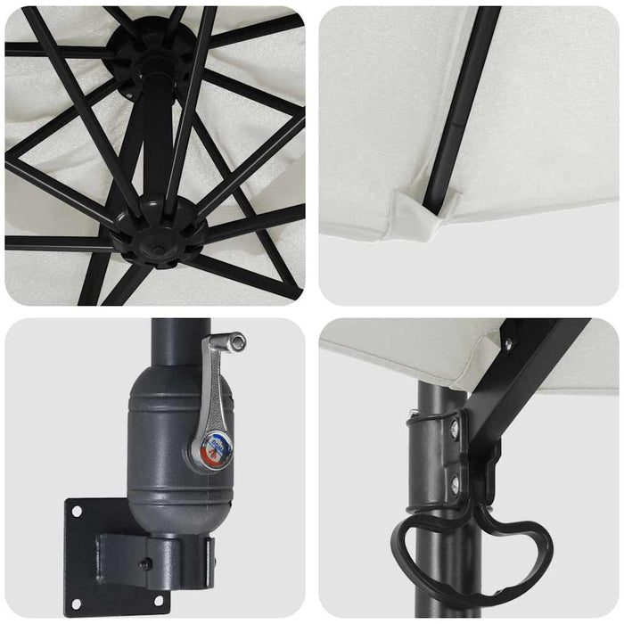 Ombrello da giardino Beige e Nero 248 x 248 x 148 cm 42003227