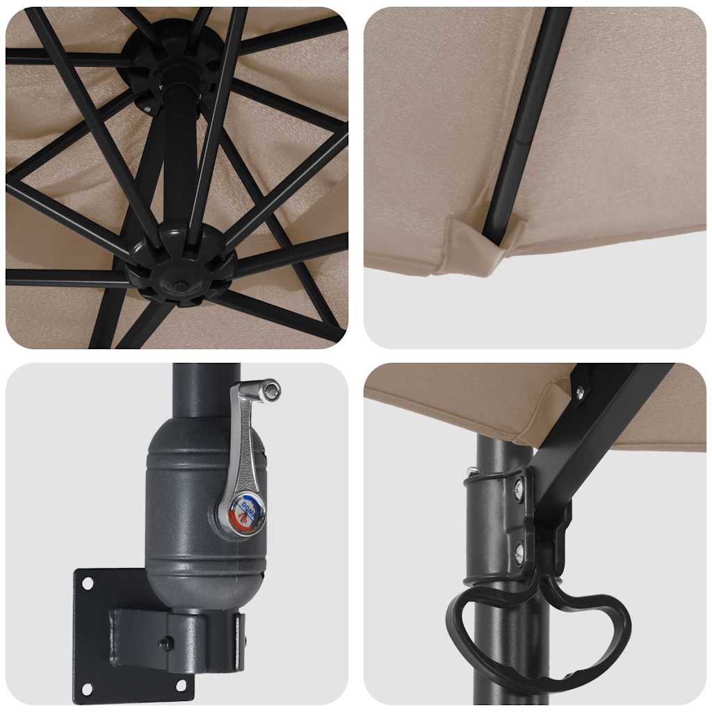 Ombrello da giardino Tortora e Nero 248 x 248 x 148 cm 42003230