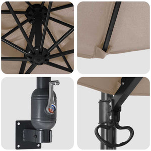 Ombrello da giardino Tortora e Nero 248 x 248 x 148 cm 42003230