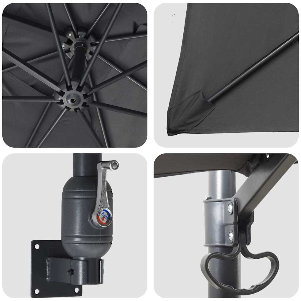 Ombrello da giardino Antracite e Nero 248.5 x 247.5 x 160 cm 42003237