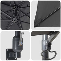 Ombrello da giardino Antracite e Nero 248.5 x 247.5 x 160 cm 42003237