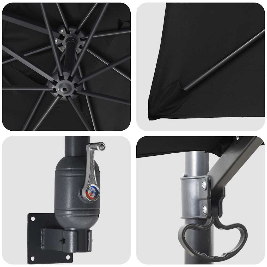 Ombrello da giardino Nero e Nero 248.5 x 247.5 x 160 cm 42003241