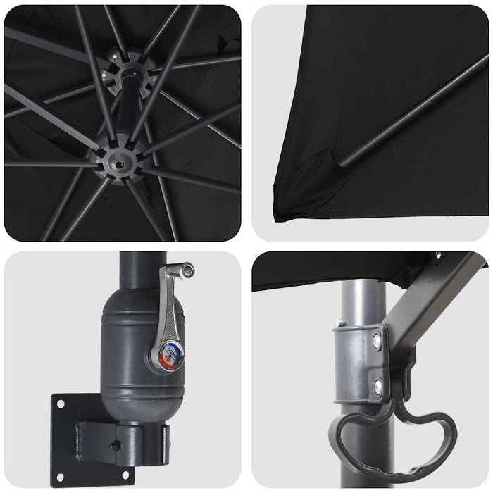 Ombrello da giardino Nero e Nero 248.5 x 247.5 x 160 cm 42003241