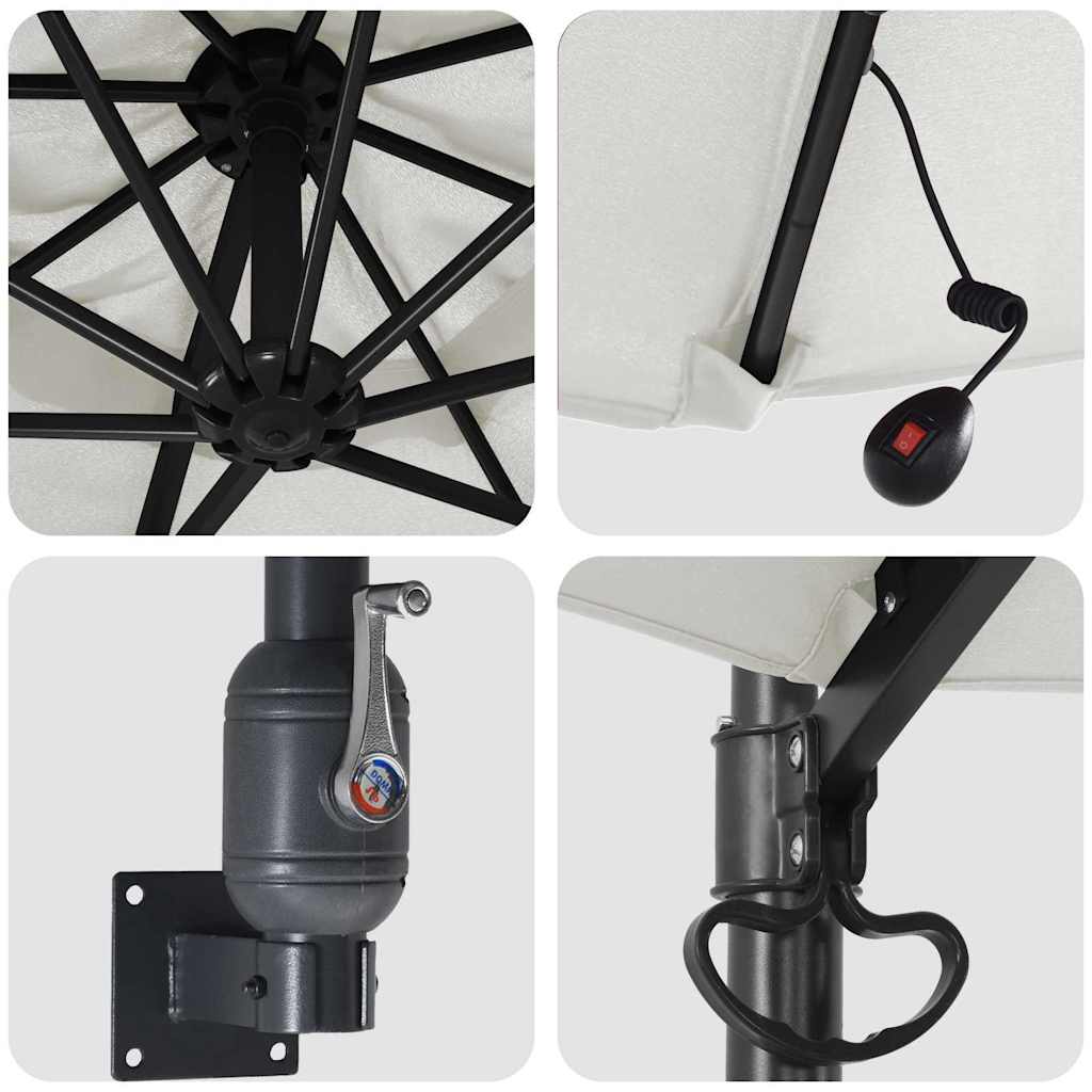 Ombrello da giardino Beige, Nero 248 x 248 x 148 cm 42003243