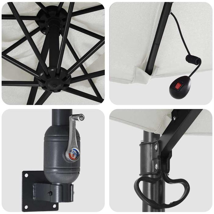 Ombrello da giardino Beige, Nero 248 x 248 x 148 cm 42003243