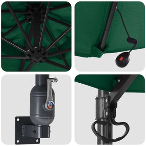 Parasol da giardino a parete  con LED, verde, 248 cm 42003244