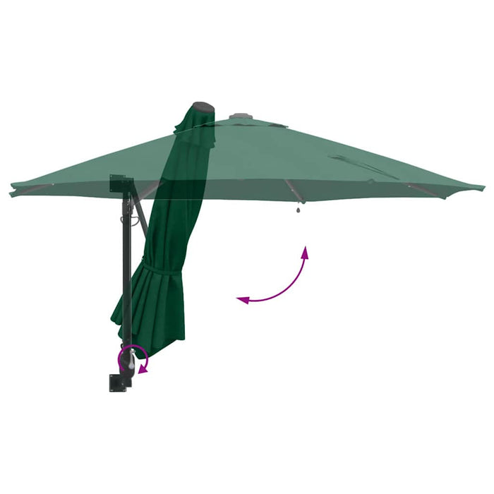 Parasol da giardino a parete  con LED, verde, 248 cm 42003244