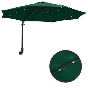 Parasol da giardino a parete  con LED, verde, 248 cm 42003244