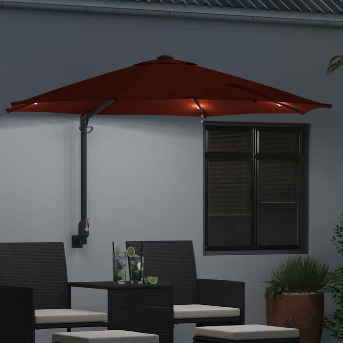 Parasol da giardino montato a muro  con LED, terracotta, 248 cm 42003248
