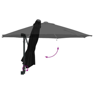 Parasol da Giardino da Parete con LED Nero, 248 cm 42003249