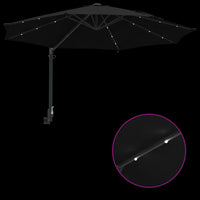 Parasol da Giardino da Parete con LED Nero, 248 cm 42003249