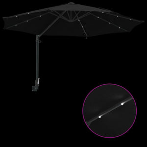 Parasol da Giardino da Parete con LED Nero, 248 cm 42003249