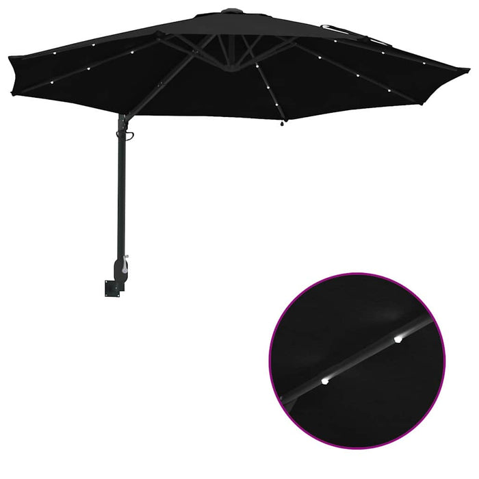 Parasol da Giardino da Parete con LED Nero, 248 cm 42003249