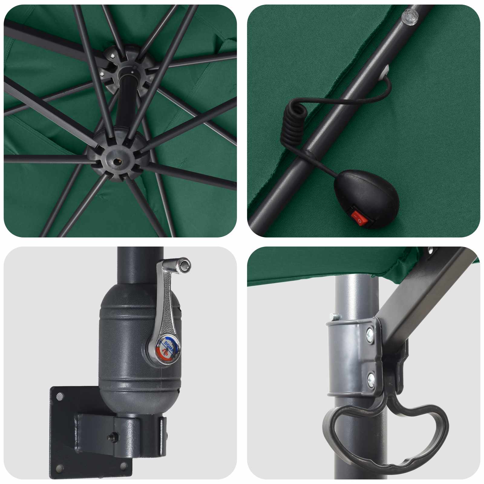 Ombrello da giardino Verde 248.5 x 247.5 x 160 cm Tessuto 42003252