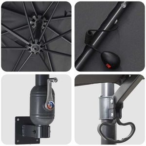 Ombrello da giardino Antracite 248.5 x 247.5 x 160 cm Tessuto 42003253