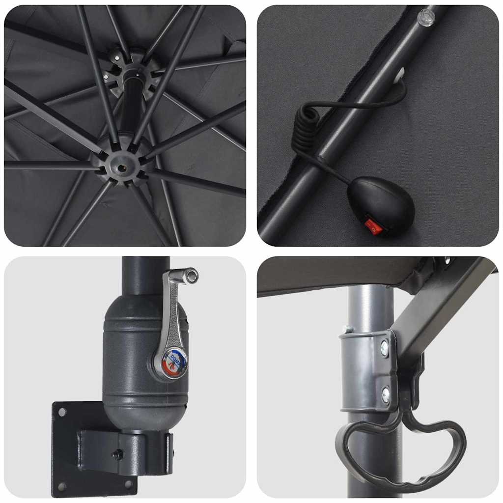 vidaXL Ombrello da giardino Antracite 248.5 x 247.5 x 160 cm Tessuto