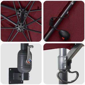 Ombrello da giardino Rosso bordò 248.5 x 247.5 x 160 cm Tessuto 42003255