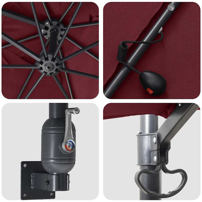 Ombrello da giardino Rosso bordò 248.5 x 247.5 x 160 cm Tessuto 42003255