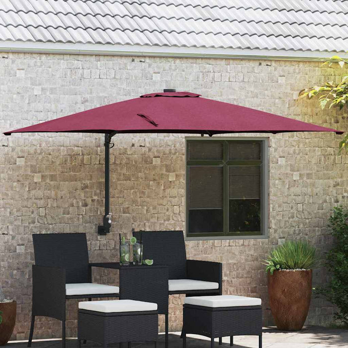 vidaXL Ombrello da giardino Rosso bordò 248.5 x 247.5 x 160 cm Tessuto