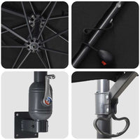 vidaXL Ombrello da giardino Nero 248.5 x 247.5 x 160 cm Tessuto