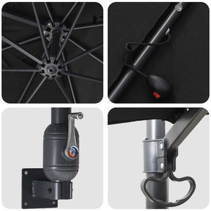 vidaXL Ombrello da giardino Nero 248.5 x 247.5 x 160 cm Tessuto