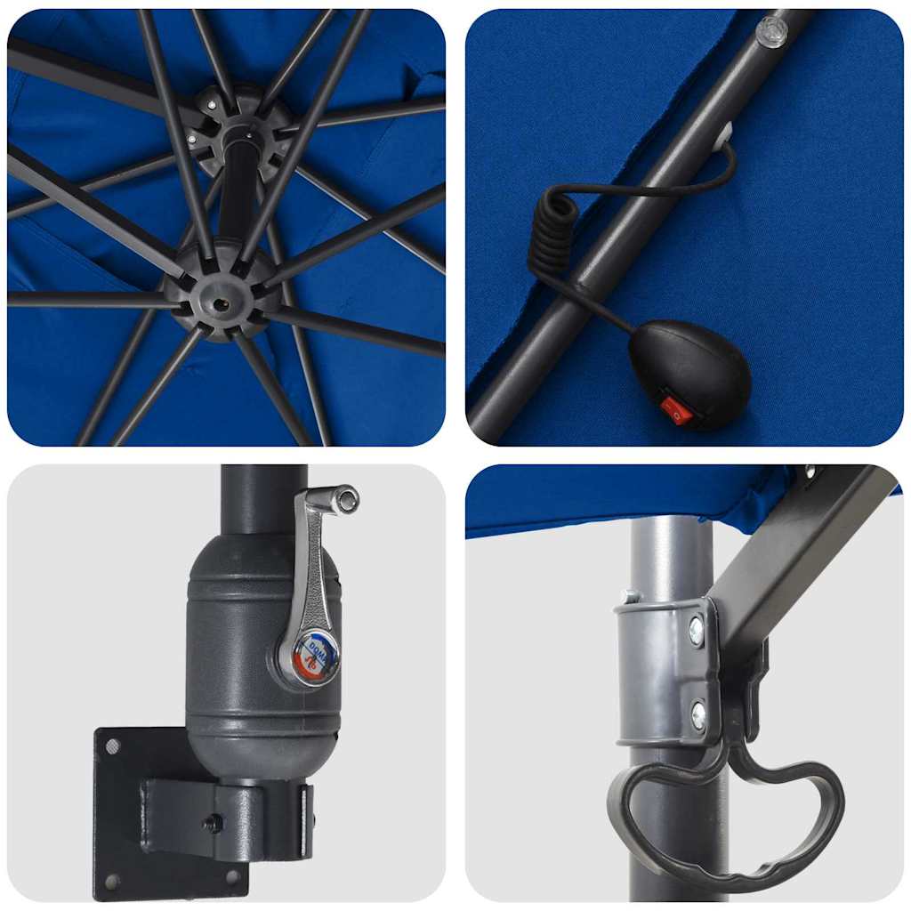 vidaXL Ombrello da giardino Azzurro 248.5 x 247.5 x 160 cm Tessuto