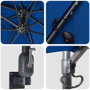 vidaXL Ombrello da giardino Azzurro 248.5 x 247.5 x 160 cm Tessuto