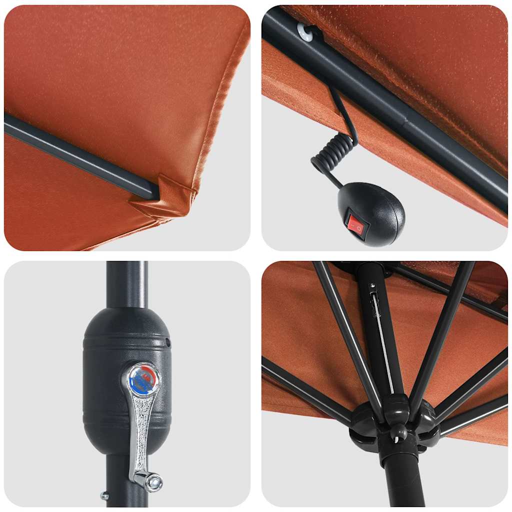 vidaXL Ombrello da giardino Terracotta 294 x 150 x 223 cm Tessuto