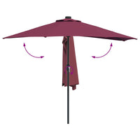 vidaXL Ombrello da giardino Rosso bordò 294 x 150 x 224 cm Tessuto