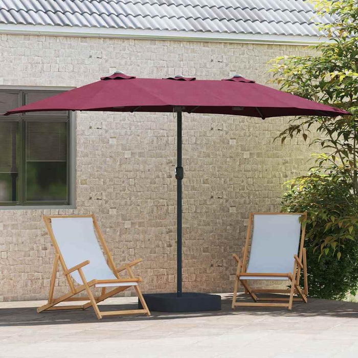 vidaXL Ombrello da giardino Rosso bordò 385 x 209 x 244 cm Tessuto