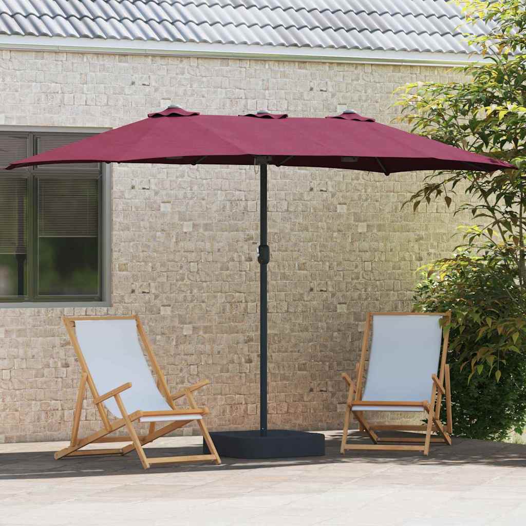 vidaXL Ombrello da giardino Rosso bordò 385 x 209 x 244 cm Tessuto