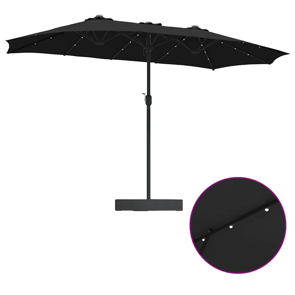 vidaXL Ombrello da giardino Nero 385 x 209 x 244 cm Tessuto