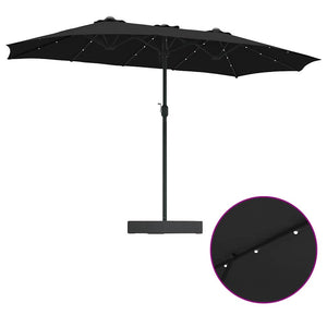 vidaXL Ombrello da giardino Nero 385 x 209 x 244 cm Tessuto
