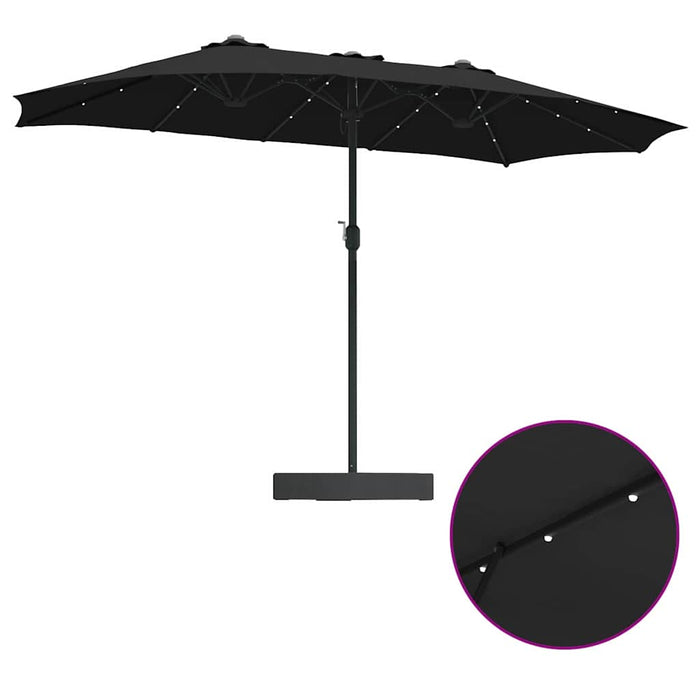 vidaXL Ombrello da giardino Nero 385 x 209 x 244 cm Tessuto