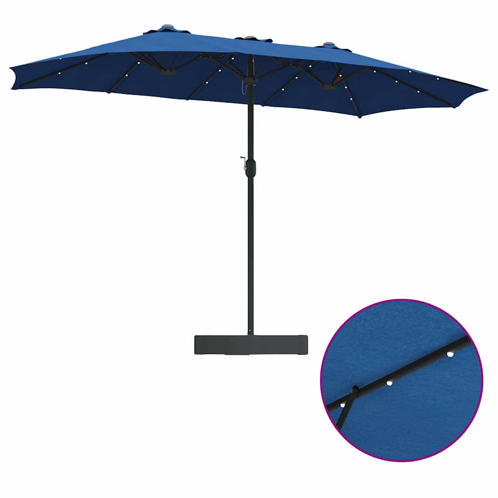 vidaXL Ombrello da giardino Blu 385 x 209 x 244 cm Tessuto