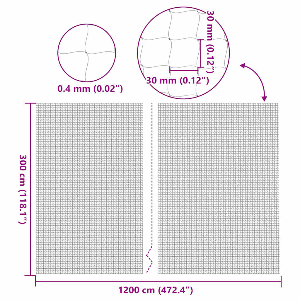 Rete per Gatti Trasparente 12x3 m in Nylon 42003058