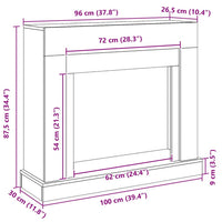 Cornice per Camino Rovere Nero 100x30x87,5 cm in Truciolato 865981