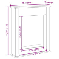 Cornice per Camino Rovere Nero 75x20x87,5 cm in Truciolato