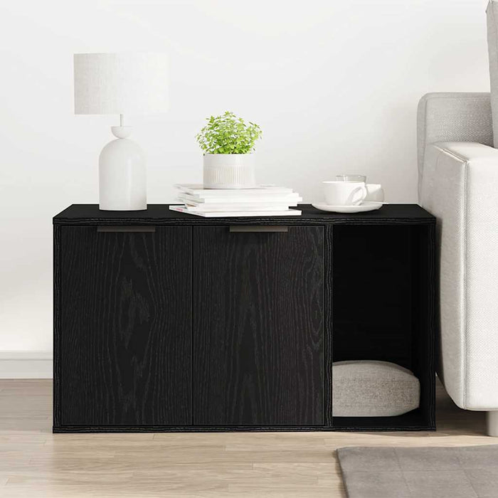 Lettiera per gatti in rovere nero 80x50x45 cm in legno ingegnerizzato 865987