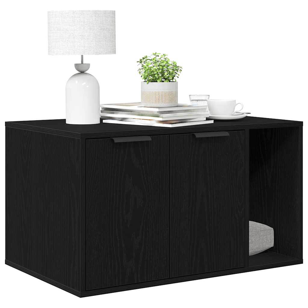 Lettiera per gatti in rovere nero 80x50x45 cm in legno ingegnerizzato 865987