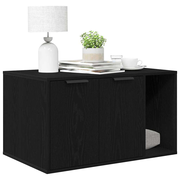 Lettiera per gatti in rovere nero 80x50x45 cm in legno ingegnerizzato 865987