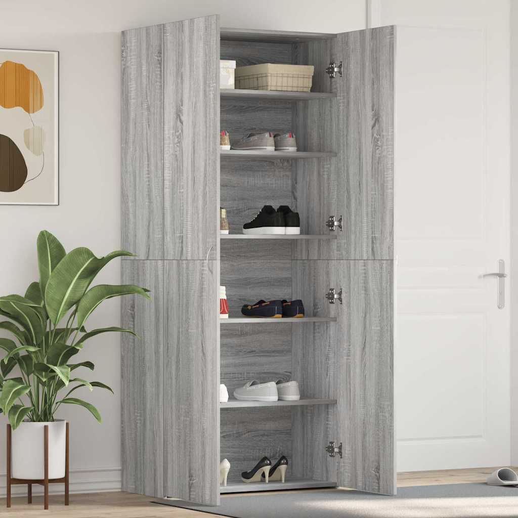 Mobile per scarpe Grigio 80 x 35.5 x 180 cm Legno multistrato 3333841