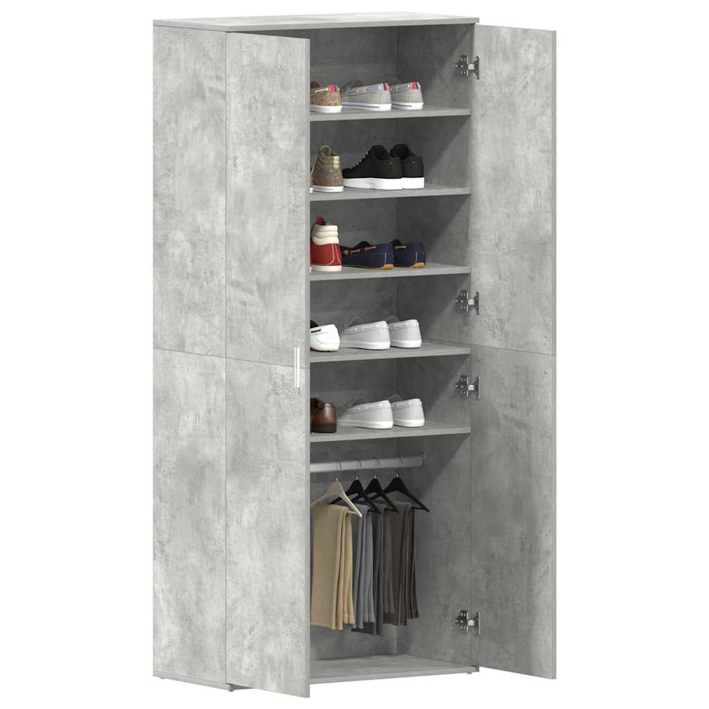 Mobile per Scarpe Grigio Cemento 80x39x180 cm Truciolare 3333869