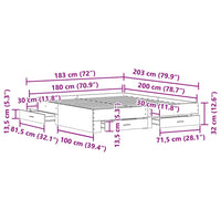 Struttura del letto Rovere artigianale 180 x 200 cm 3333961