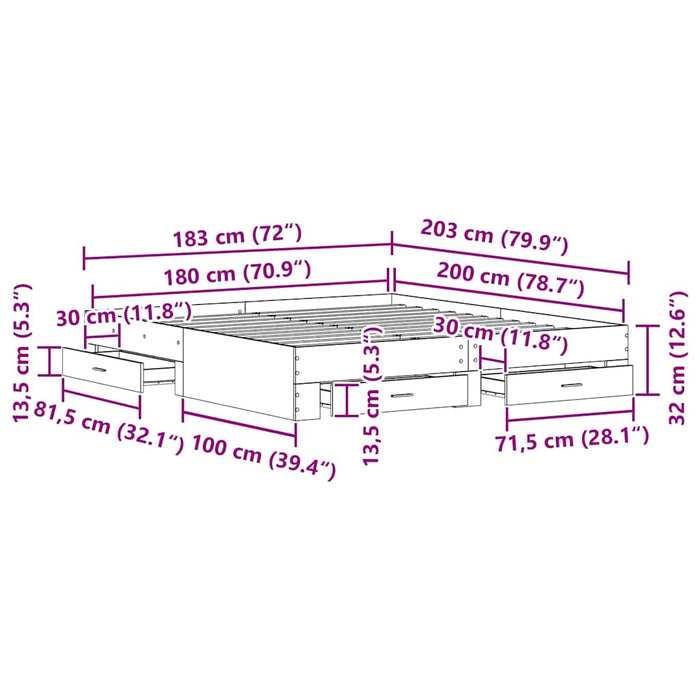 Struttura del letto Rovere artigianale 180 x 200 cm 3333961